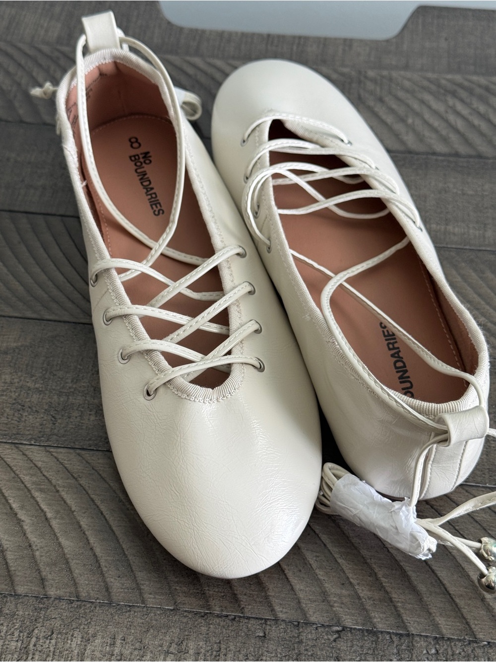 No Boundaries Sintetico Corset Ballet Flats Cream Women’s Size 8 NEW - Picture 6 of 9